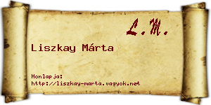 Liszkay Márta névjegykártya