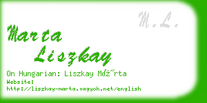 marta liszkay business card